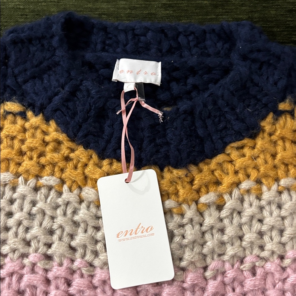 Entra Cheerful Color Block Chunky knit Women’s Sweater‎ Size L NWT - Picture 9 of 14
